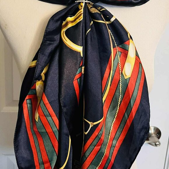 New Classic Equestrian Scarf — Faux Silk, 90×90 cm (Modern Chinese Design) - Picture 2 of 7